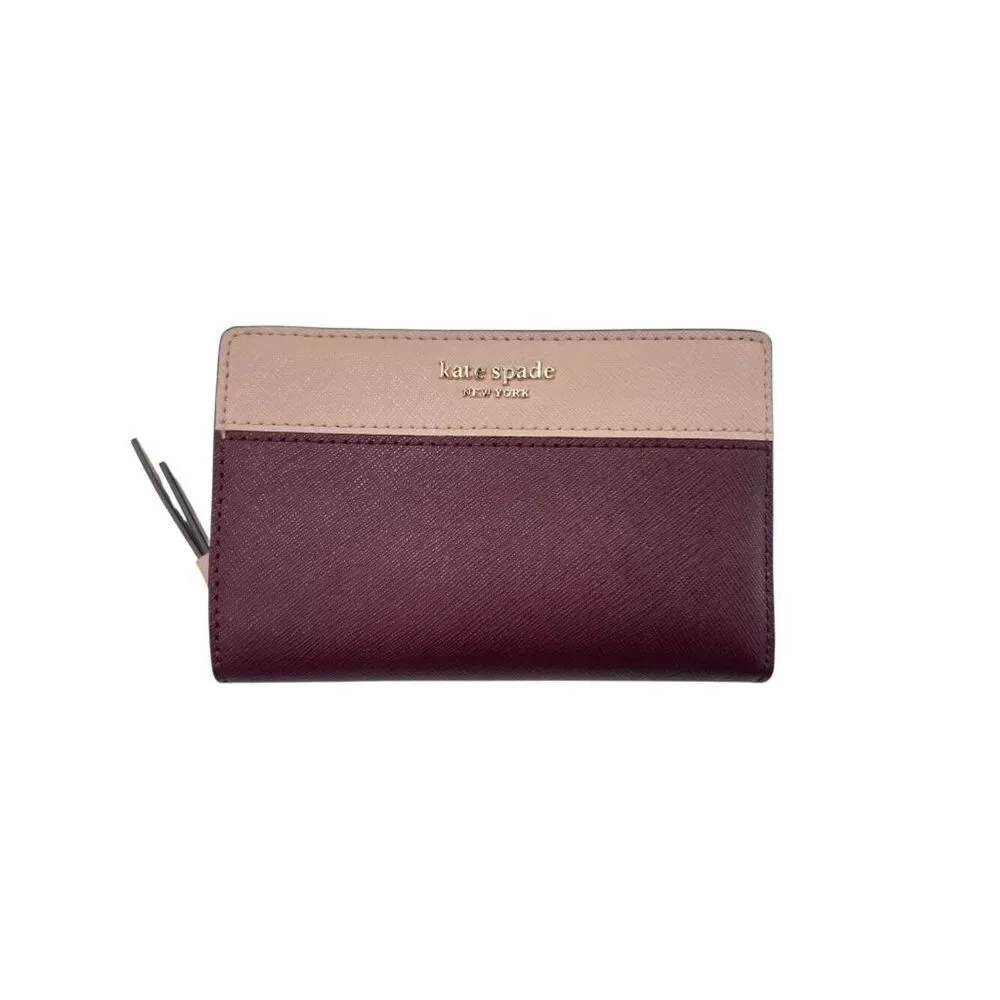 Kate Spade Cameron Two Tone Bifold Wallet Mulberry Smoke